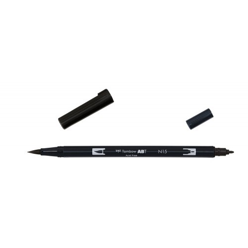 2456-ROTULADOR DOBLE PUNTA PINCEL COLOR NEGRO TOMBOW ABT-N15