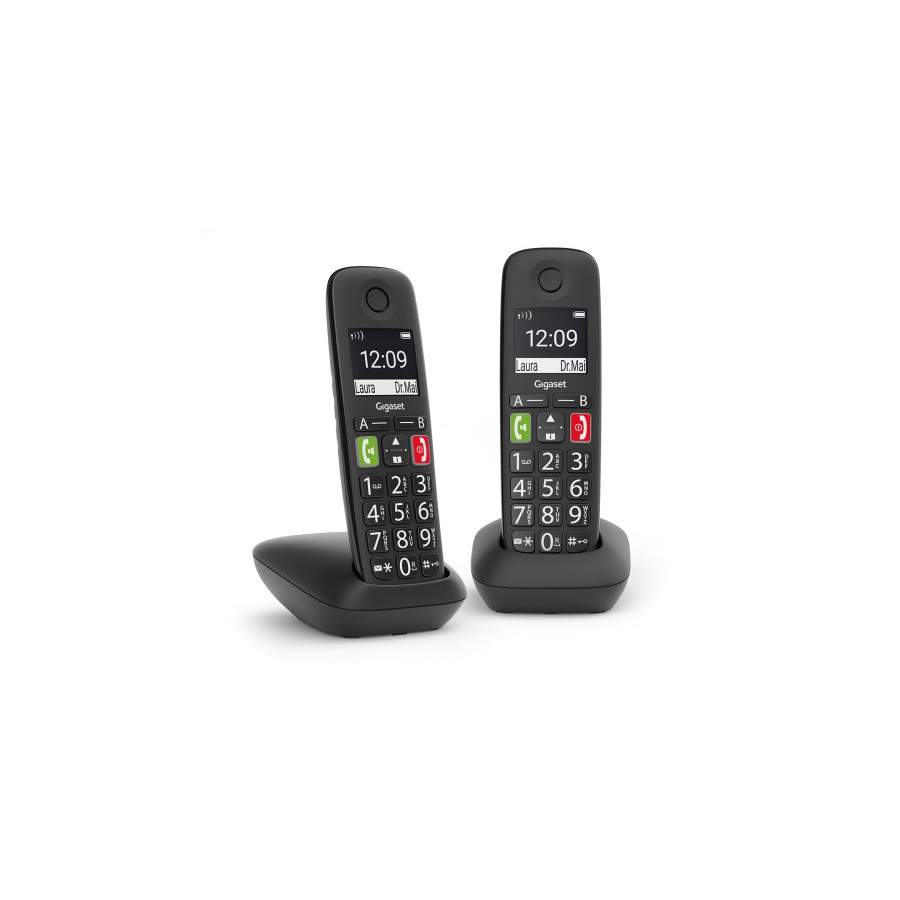 24626-Gigaset E290 Duo Telefono DECT/analogico Identificador de llamadas Negro
