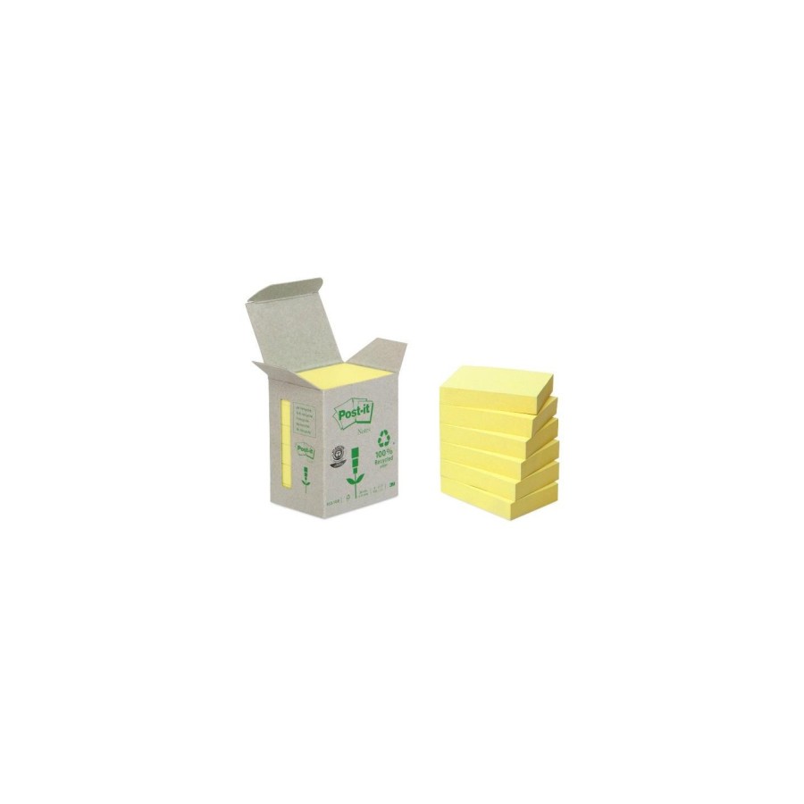 24685-PACK 6 BLOCS 100 HOJAS NOTAS RECICLADAS ADHESIVAS 38X51MM CANARY YELLOW CAJA CARTON 653-1B POST-IT 7100172254