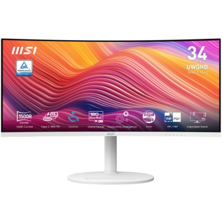 24706-MSI Modern MD342CQPW pantalla para PC 86,4 cm (34") 3440 x 1440 Pixeles UltraWide Quad HD Blanco