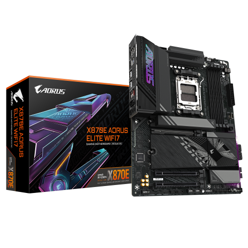GIGABYTE Placa base X870E A ELITE WIFI7 - Compatible con CPUs AMD Ryzen 9000, VRM digital de 16+2+2 fases, hasta 8000MHz DDR5 (O