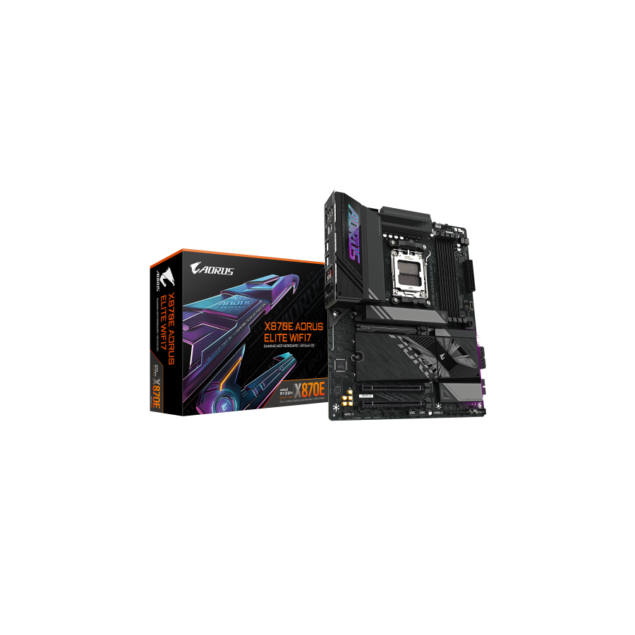 GIGABYTE Placa base X870E A ELITE WIFI7 - Compatible con CPUs AMD Ryzen 9000, VRM digital de 16+2+2 fases, hasta 8000MHz DDR5 (O