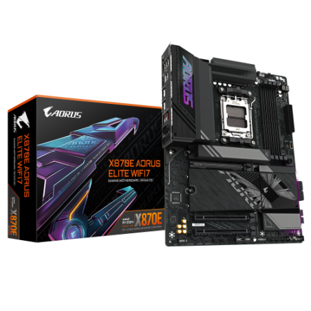 GIGABYTE Placa base X870E A ELITE WIFI7 - Compatible con CPUs AMD Ryzen 9000, VRM digital de 16+2+2 fases, hasta 8000MHz DDR5 (O