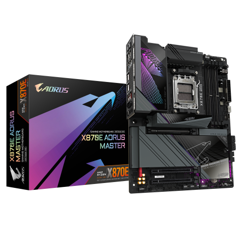 GIGABYTE Placa base X870E AORUS MASTER - Compatible con CPUs AMD Ryzen 9000, VRM digital de 16+2+2 fases, hasta 8200MHz DDR5 (OC