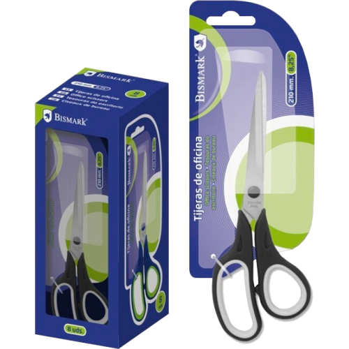 2491-TIJERAS DE OFICINA EN ACERO INOXIDABLE 210 MM. EN BLISTER BISMARK 323824
