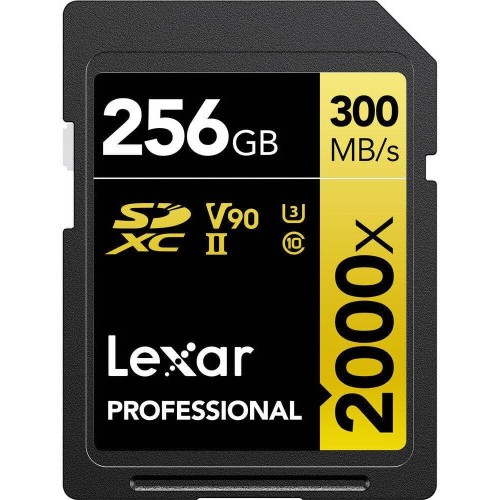 24940-LEXAR 256GB PROFESSIONAL 2000X SDXC UHS-II CARDS, UP TO 300MB/S READ 260MB/S WRITE C10 V90 U3