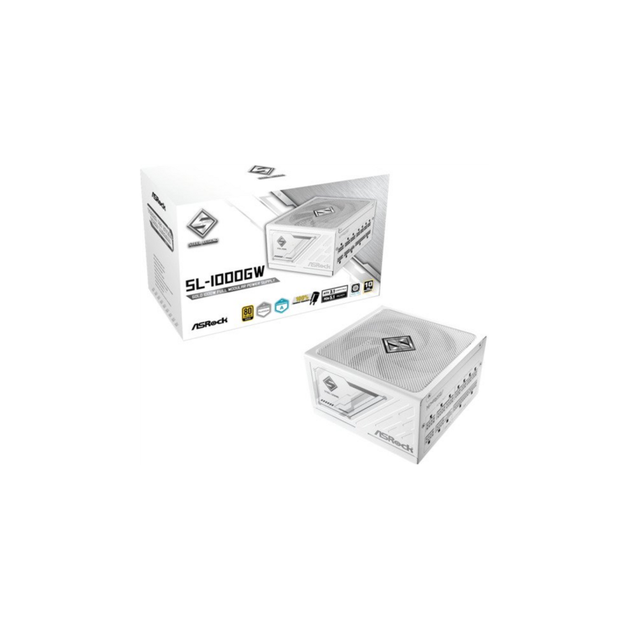 24998-FUENTE ALIMENTACION ASROCK SL-1000GW,PSU,1000W,80 PLUS GOLD,135MM,MODULAR,PCI-E 5.1 (12+4pin)x1,PCI-E (6+2 pin)x3,