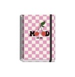 25015-AGENDA ESCOLAR 2025-2026 TAMANO A5 TAPA CARTON FORRADO SEMANA VISTA PRIME CHERRY DOHE 52036