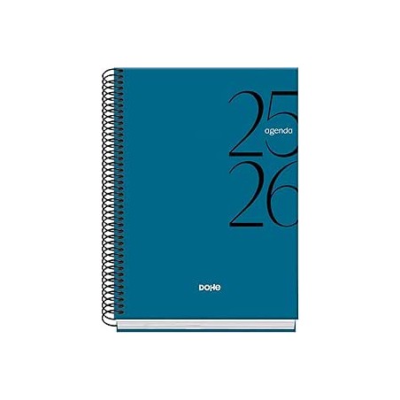 25033-AGENDA ESCOLAR 2025-2026 TAMANO A5 TAPA CARTON FORRADO SEMANA VISTA MODELO SYSTEM BASIC AZUL DOHE 52056