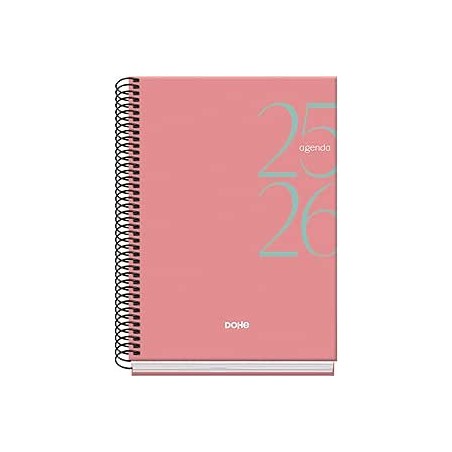 AGENDA ESCOLAR 2025-2026 TAMANO A5 TAPA CARTON FORRADO SEMANA VISTA MODELO SYSTEM BASIC ROSA DOHE 52057