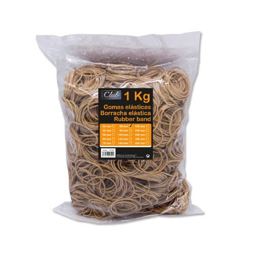 2506-BOLSA 1 KG. GOMAS ELASTICAS No 80 DE 8 CM. LARGO OFFICE CLUB 300829