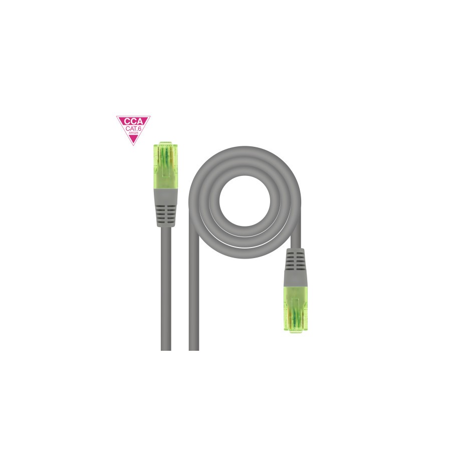 Nanocable Cable de Red Latiguillo RJ45 CAT.6 UTP AWG26 CCA, Gris, 30 cm
