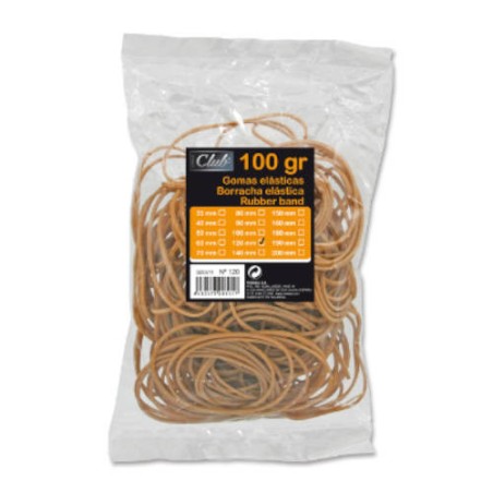 2508-BOLSA 100 GR. GOMAS ELASTICAS No 12 DE 12 CM. LARGO OFFICE CLUB 320511