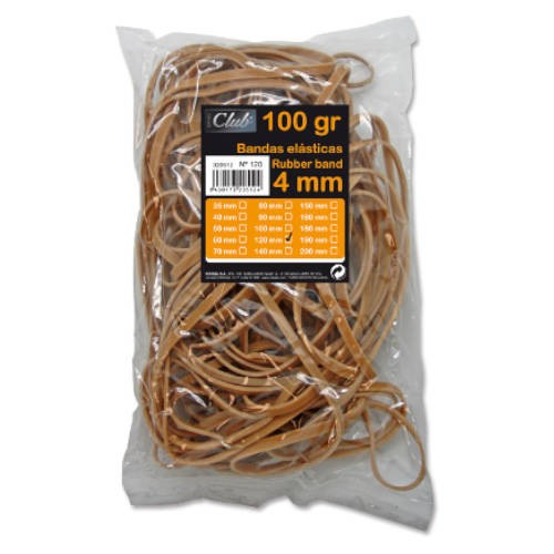 2511-BOLSA 100 GR. GOMAS ELASTICAS No 12 DE 12 CM. LARGO Y 4 CM. GROSOR OFFICE CLUB 320512