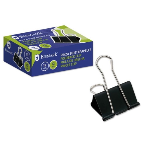 2517-PINZA SUJETAPAPELES 19 MM. PALA ABATIBLE COLOR NEGRO BISMARK 321724