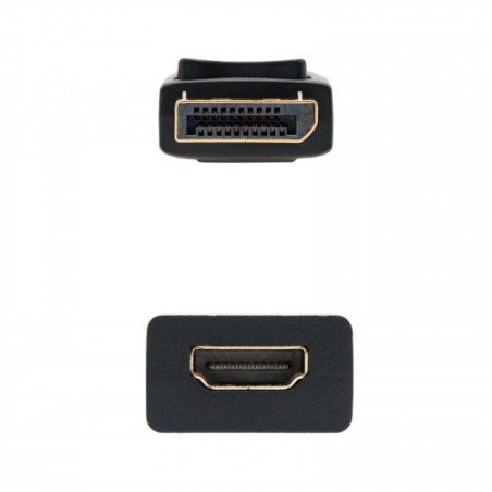 25183-Nanocable CONVERSOR DISPLAYPORT A HDMI DP/M-HDMI/H NEGRO 15 CM