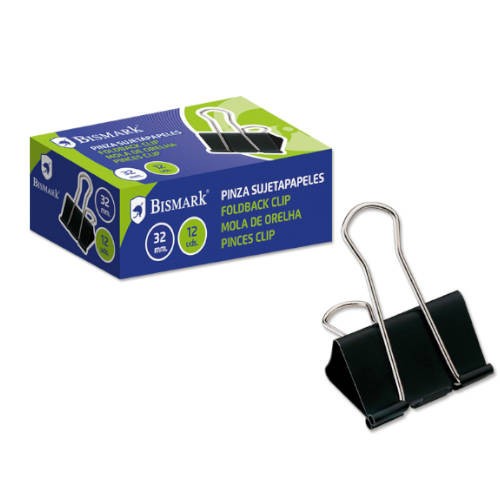 2519-PINZA SUJETAPAPELES 32 MM. PALA ABATIBLE COLOR NEGRO BISMARK 321722