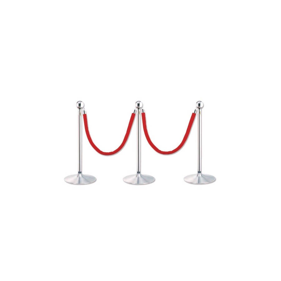 2526-PACK 2 POSTES SEPARADOR CROMADO CON CORDON ROJO 2 METROS 322800