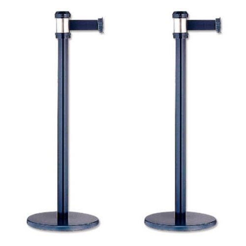 2527-PACK 2 POSTES SEPARADOR METALICO NEGRO CON CORDON NEGRO 2 METROS 322128