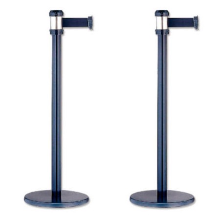 2527-PACK 2 POSTES SEPARADOR METALICO NEGRO CON CORDON NEGRO 2 METROS 322128