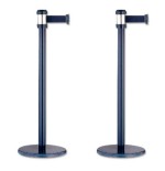 2527-PACK 2 POSTES SEPARADOR METALICO NEGRO CON CORDON NEGRO 2 METROS 322128