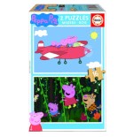 25296-PUZZLE MADERA PEPA PIG 2X16 PIEZAS  EDUCA BORRAS 17157