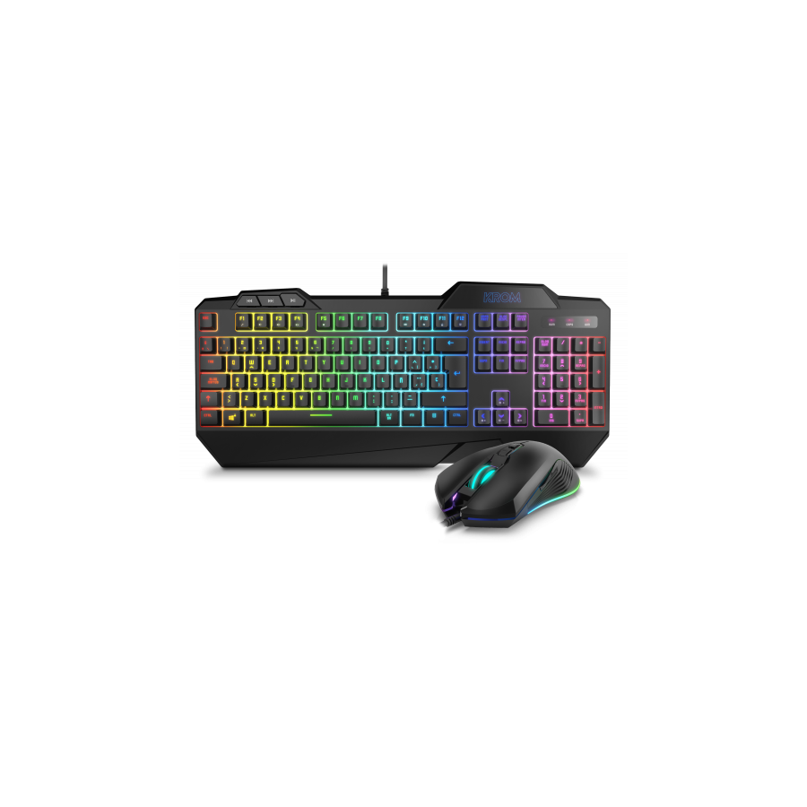 KROM PACK GAMING KRUSHER. TECLADO SEMI-MECANICO + RATON. RGB. NEGRO