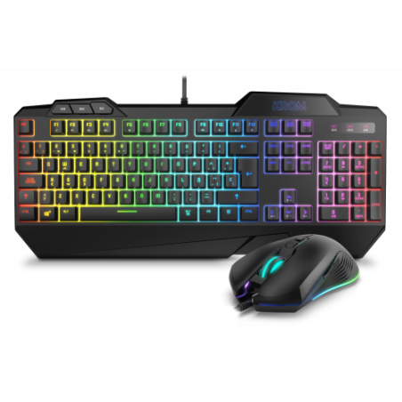 KROM PACK GAMING KRUSHER. TECLADO SEMI-MECANICO + RATON. RGB. NEGRO