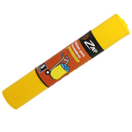 2539-ROLLO 5 UNIDADES BOLSA BASURA AMARILLO ESPECIAL ESCOMBROS 50 LITROS ZAP 320392