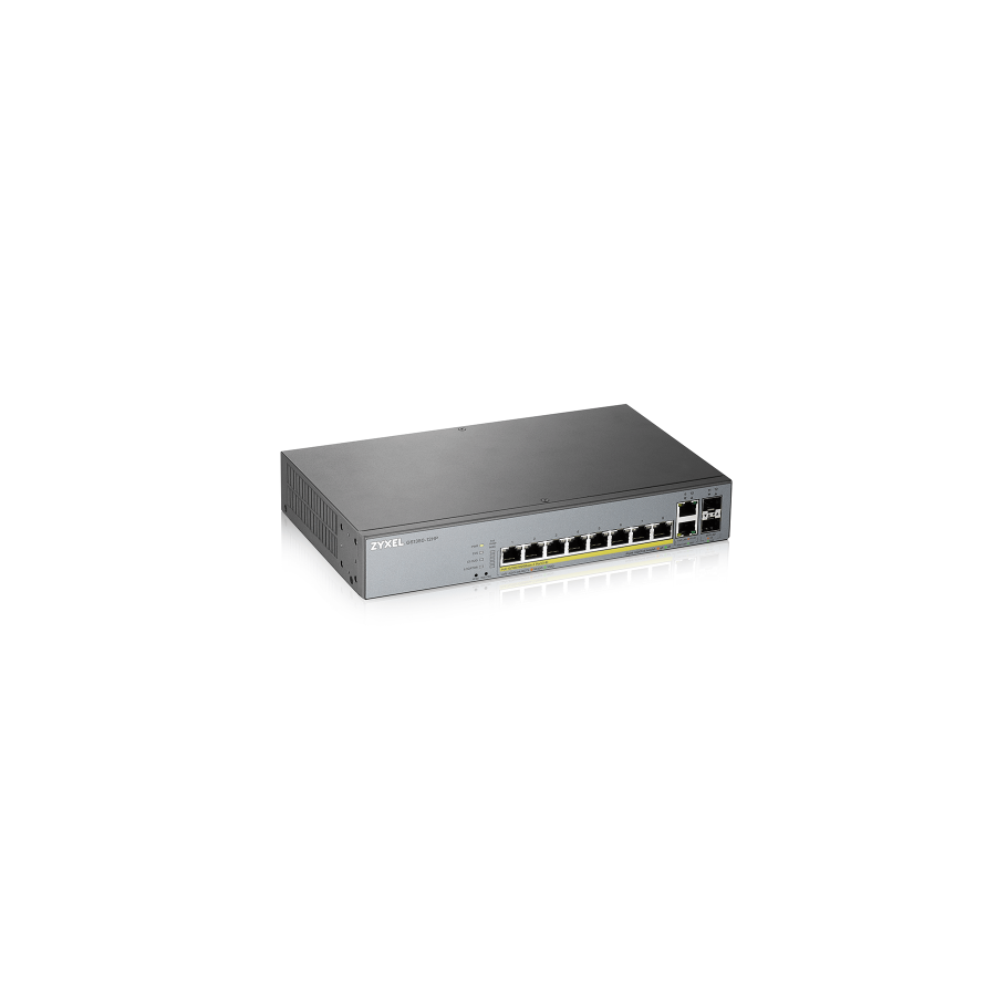 25413-Zyxel GS1350-12HP-EU0101F switch Gestionado L2 Gigabit Ethernet (10/100/1000) Energia sobre Ethernet (PoE) Gris