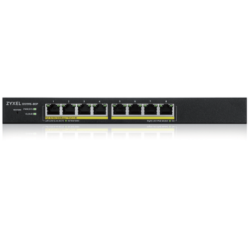 ZYXEL GS1915-8EP, 8-PORT GBE POE SMART HYBRID MODE SWITCH, STANDALONE OR NEBULAFLEX CLOUD, 60 WATT 802.3AT, DESKTOP, FANLESS