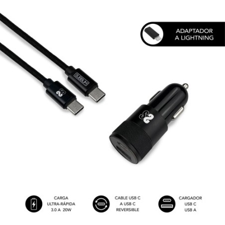 25467-DUAL CAR CHARGER PD20W+QC3.0+C TO C/LIGHTNING B