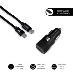 25467-DUAL CAR CHARGER PD20W+QC3.0+C TO C/LIGHTNING B