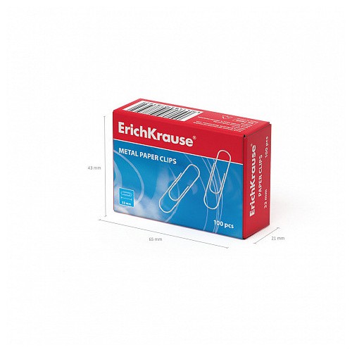 25519-CAJA 100 CLIPS DE PAPEL NIQUELADOS 33MM ERICH KRAUSE 7856