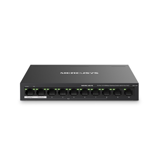 Mercusys MS110P switch Gestionado Fast Ethernet (10/100) Energia sobre Ethernet (PoE) Negro