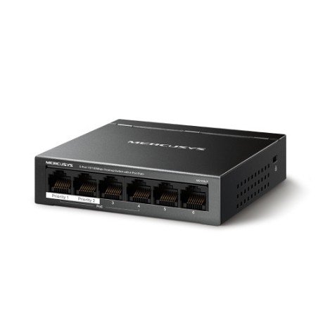 25560-Mercusys MS106LP switch Gestionado Fast Ethernet (10/100) Energia sobre Ethernet (PoE) Negro