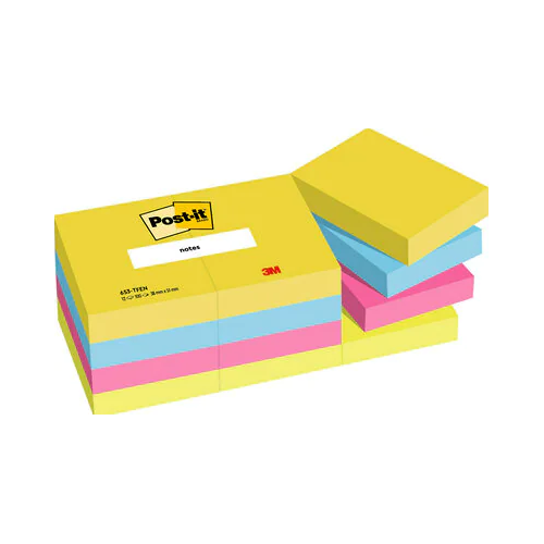 25665-PACK 12 BLOCS 100 HOJAS NOTAS ADHESIVAS 38X51MM COLECCION ENERGETIC EN CAJA CARTON 653 TFEN POST-IT 7100290179