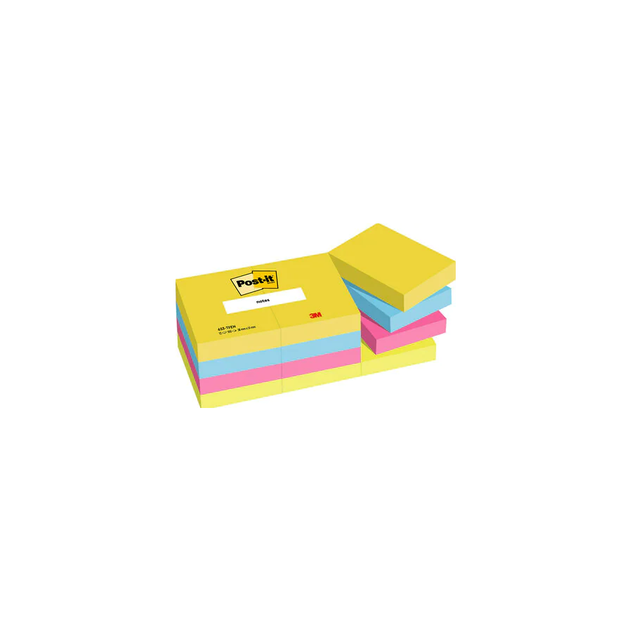 25665-PACK 12 BLOCS 100 HOJAS NOTAS ADHESIVAS 38X51MM COLECCION ENERGETIC EN CAJA CARTON 653 TFEN POST-IT 7100290179