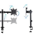 25770-TooQ Soporte de Mesa para 2 Pantallas 17"-27", Negro