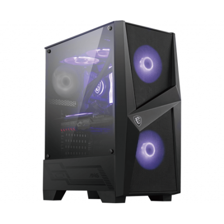 25775-CAJA MSI MAG FORGE 100M,3x2.5"+2x3.5",3x120MM (RGB) +1x120MM,2xUSB3.2+AUDIO+MICRO,MID-TOWER,NEGRA