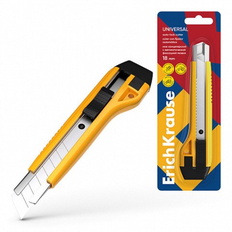 26095-BLISTER CUTTER ESTRECHO 9MM GUIA METALICA Y AUTOBLOQUEO ABS AMARILLO ERICH KRAUSE 19150.