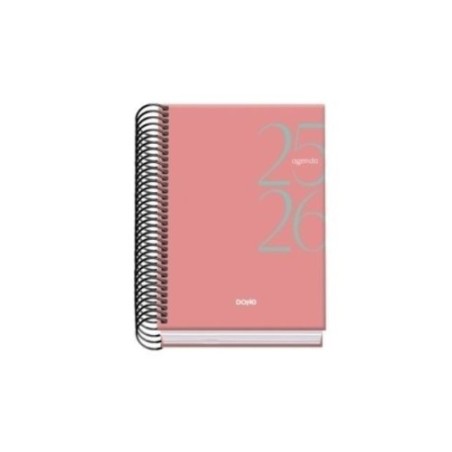 26179-AGENDA ESCOLAR 2025-2026 TAMANO A6 TAPA CARTON FORRADO DIA PAGINA MODELO SYSTEM BASIC ROSA DOHE 52065