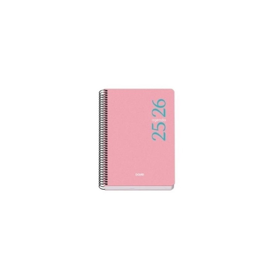 26181-AGENDA ESCOLAR 2025-2026 TAMANO A5 TAPA POLIPROPILENO SEMANA VISTA MODELO ESENCIAL BASIC ROSA DOHE 52069