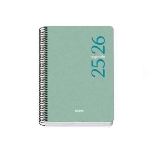 26182-AGENDA ESCOLAR 2025-2026 TAMANO A5 TAPA POLIPROPILENO SEMANA VISTA MODELO ESENCIAL BASIC VERDE DOHE 52070