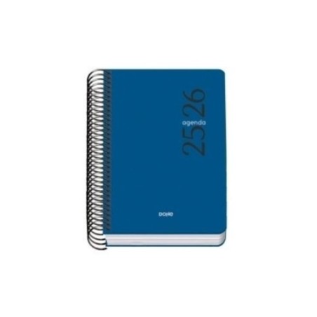 AGENDA ESCOLAR 2025-2026 TAMANO A6 TAPA CARTON FORRADO DIA PAGINA MODELO ESENCIAL BASIC AZUL DOHE 52076