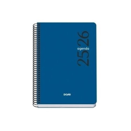26193-AGENDA ESCOLAR 2025-2026 TAMANO A5 TAPA POLIPROPILENO SEMANA VISTA MODELO ESENCIAL BASIC AZUL DOHE 52068