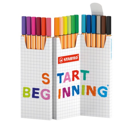 26268-ESTUCHE CARTON ZIG-ZAG ROTULADOR PUNTA FINA 0,4MM. POINT 88 CON 18 UNIDADES COLORES SURTIDOS STABILO 8818-5