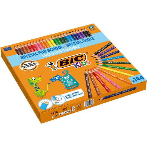 26273-CAJA 144 LAPICES DE COLORES SURTIDOS CLASSPACKS EVOLUTION TRIANGLE BIC 8878311
