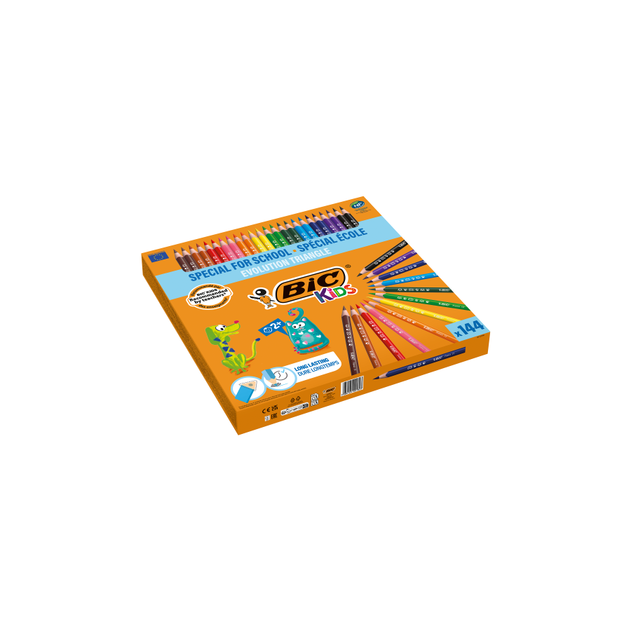 26273-CAJA 144 LAPICES DE COLORES SURTIDOS CLASSPACKS EVOLUTION TRIANGLE BIC 8878311