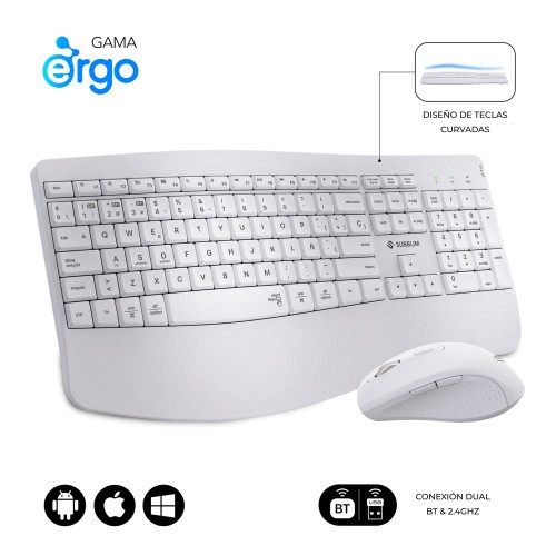 26318-SUBBLIM Teclado con raton COMBO DUAL OFFICE PROWAVE WHITE